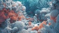 Soldier standing on a dry coral reef. Climate change concept. AI-generated.