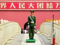 Soldier standing guard on Gold Water Bridge