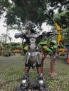 Soldier statue ready to shoot made from scrap metal assembly