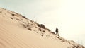 Lone Soldier's Trek Across Sun-Scorched Dunes with Sniper Rifle in Hand