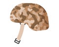 Soldier uniform, sandy desert khaki camouflage army military helmet or cap to protect the head