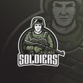 Soldier vector mascot logo design with modern illustration concept style for badge, emblem and tshirt printing. soldier