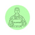 Soldier volunteer black line icon.