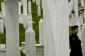 Soldier at the war memorial in sarajevo, bosnia