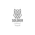 Soldier warrior helmet line minimal logo design Royalty Free Stock Photo