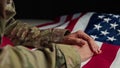 Soldier pledges allegiance to the USA flag