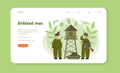 Soldier web banner or landing page. Millitary force employee