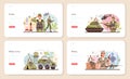 Soldier web banner or landing page set. Millitary force employee in camouflage