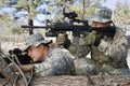 Soldiers Aiming Machine Gun