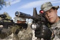 Soldiers Aiming Machine Guns