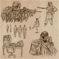 Soldiers, Army - An hand drawn vector collection. Warriors around the World. Freehand sketching, hand drawing.