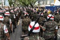 Soldiers of the army police are parading in the streets of Salvador, Bahia on Brazils independence day