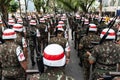 Soldiers of the army police are parading in the streets of Salvador, Bahia on Brazils independence day