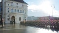 The soldiers of the Austrian army on the guard of honor near the Hofburg Palace.