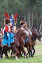 Soldiers in blue and red uniform at Borodino