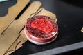 Soldiers button polish paste in a red tin from WW1