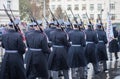 Soldiers of Castle guard  are marching on military parade Royalty Free Stock Photo