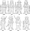 Soldiers of countries participating in the First World War, set of vector images Royalty Free Stock Photo