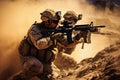 Soldiers in Dirt, a Powerful Image of Military Resilience and Sacrifice, United States Marine Corps Special forces soldiers in Royalty Free Stock Photo