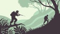 Soldiers in Forest Vector Illustration, Covert Operations in Wilderness, vector design Generative AI Royalty Free Stock Photo