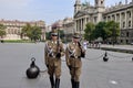 Soldiers guard of honor near on the Kossuth Lajos Square Royalty Free Stock Photo