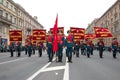 Soldiers of the guard of honor before the solemn march on Nevsky Prospekt. Victory Day in St. Petersburg Royalty Free Stock Photo