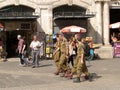 Soldiers of the Israeli army go down the street Via Doloroza in