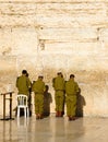 The soldiers of the Israeli army are praying at the Western Wall in Jerusalem Royalty Free Stock Photo