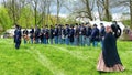 Soldiers Lined up for a Civil War Re-enactment Royalty Free Stock Photo