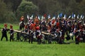 Soldiers load cannons at Borodino battle historical reenactment in Russia