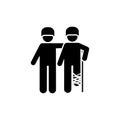 Soldiers, mans, military, war, wounded pictogram icon