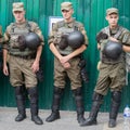 Soldiers of the National Guard of Ukraine to maintain order during religious procession parishioners Ukrainian Orthodox Church Mos