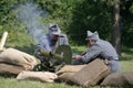 Soldiers operating a machine gun