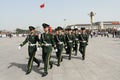 Soldiers pacing in Tiananmen square