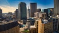 Soldiers and Sailors Monument in Indianapolis, Indiana surrounded by big buildings on a sunny day Royalty Free Stock Photo