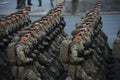 Soldiers of Special forces marching. Military parade dedicated to Day of Independence of Ukraine Royalty Free Stock Photo