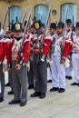Soldiers stand in formation during Tamborrada of San Sebastian. Basque Country.
