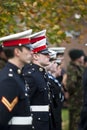 Soldiers stand to atention at the rememberance