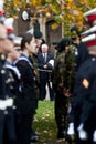 Soldiers stand to atention a the rememberance Day