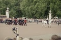 Soldiers trooping at the Birthday Parade of the Queen, Horse Guards, London, England Royalty Free Stock Photo