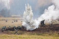 Soldiers under the bombing Royalty Free Stock Photo