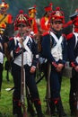 Soldiers in uniform. Borodino reenactment