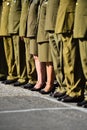 Soldiers in uniforms standing in formation during military ceremony Royalty Free Stock Photo