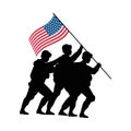 soldiers with united states of america flag in pole Royalty Free Stock Photo