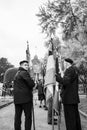 Soldiers veterans from France with flags at parade on 8th of may Royalty Free Stock Photo