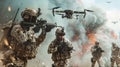 soldiers at war. Drone operators on the battlefield