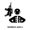 Soldiers and a weapon icon vector isolated on white background,