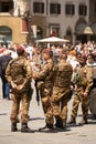 Soldiers wearing Maroon berets on duty in Piazza del Duomo Florence