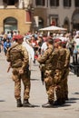 Soldiers wearing Maroon berets on duty in Piazza del Duomo Florence
