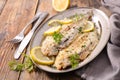 Sole fish cooked with herb Royalty Free Stock Photo